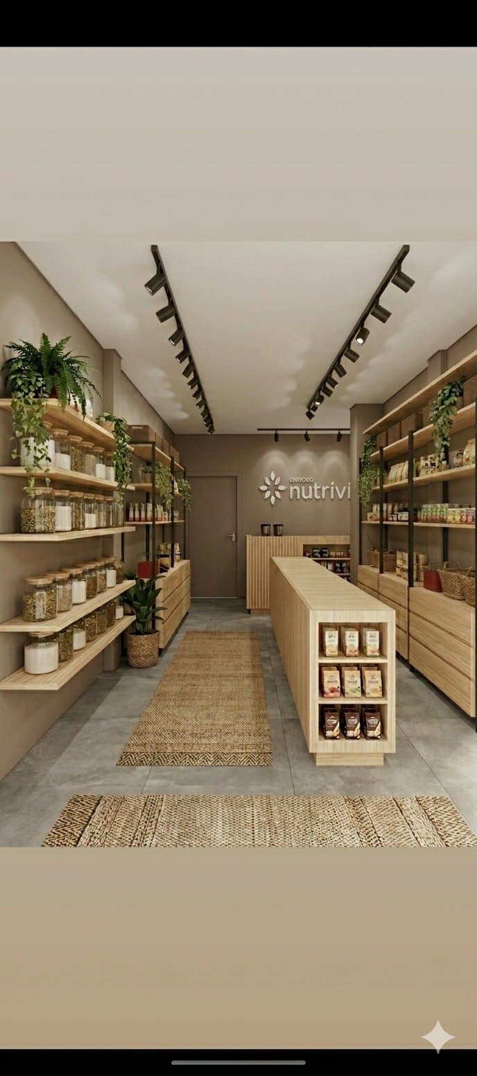 Interior de Vitta — estantes y productos naturales